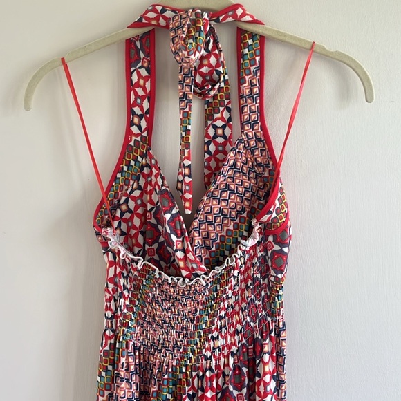 GUESS Y2k printed halter babydoll dress stretch fairy rockabilly 60s 70s small - Picture 8 of 11